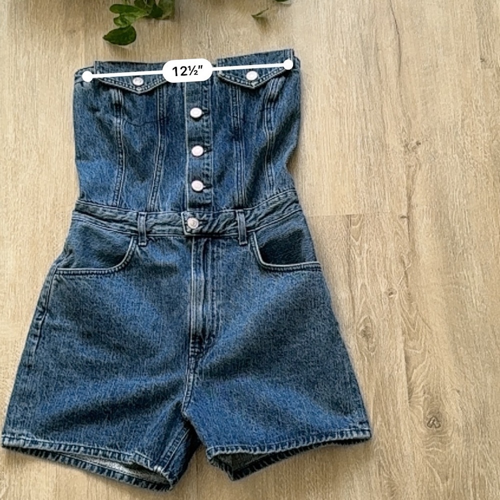 Agolde Sandy Strapless All In One Short in Remendy - Picture 5 of 8